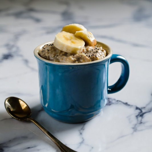 Baked Sprouted Oats with Chia Seeds, Almond Milk, Almond Butter and Banana
