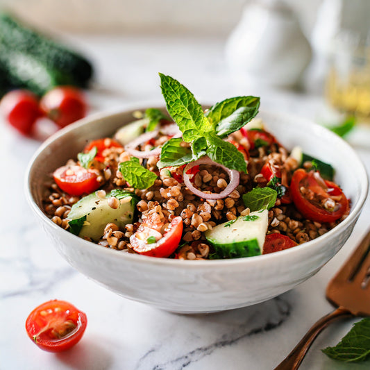 Chia Seed Oil and Sprouted Buckwheat Salad