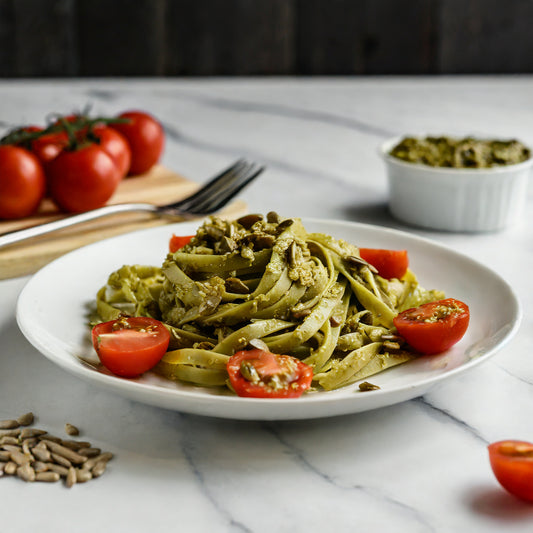 Creamy Hemp Seed Pesto Pasta