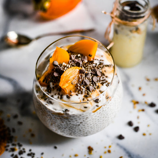 Persimmon, Coconut and Chocolate Chia Pudding