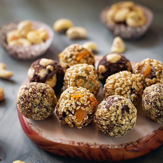 Cashew Butter, Sprouted Oats, Apricot Energy Balls