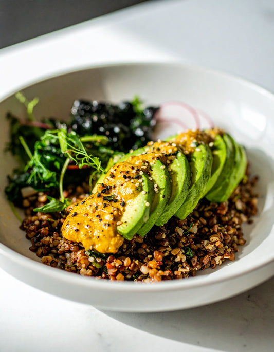 Nourishing Buddha Bowl with Sunflower Seed Butter & Mustard Dressing