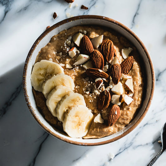 Almond Butter Banana Porridge with Chia Seeds and Sprouted Oats