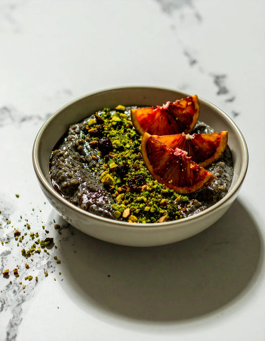Blood Orange Black Tahini Sprouted Porridge