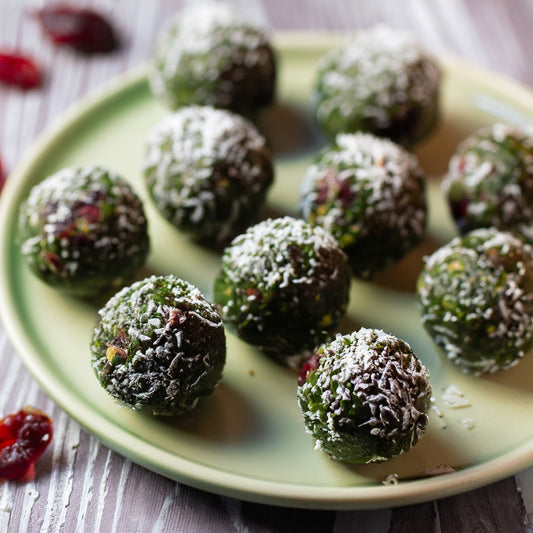 Pumpkin Seed Protein, Coconut and Cranberry Energy Bites