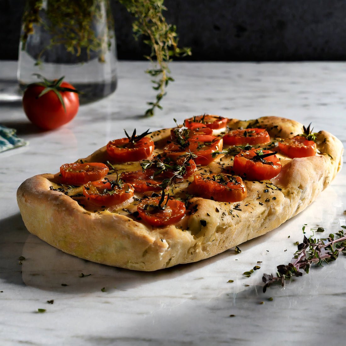Gluten Free Tomato & Oregano Focaccia with Cherry Tomatoes