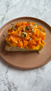 Gluten-free focaccia with Carrot Hummus