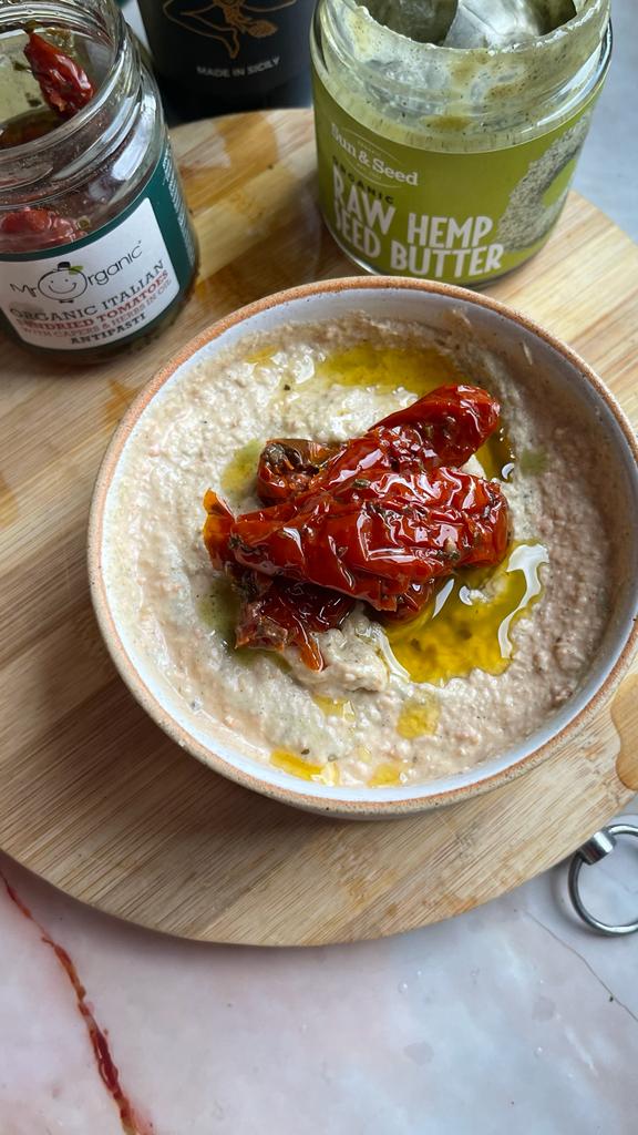 Cannellini Beans and Sun Dried Tomatoes Hemp Butter Hummus