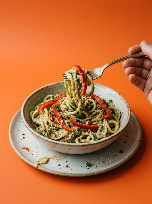 Zucchini Noodles with White Almond Butter Sauce