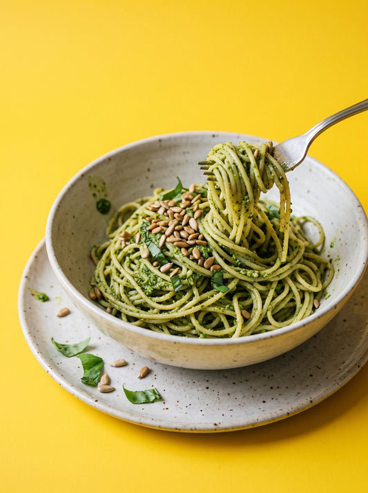 Sprouted Sunflower Seed Pesto Pasta