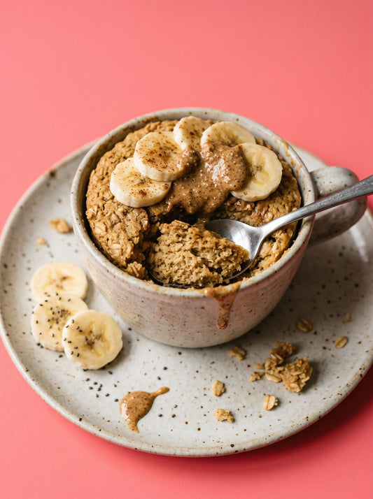 Baked Sprouted Oats with Chia Seeds, Almond Milk, Almond Butter and Banana