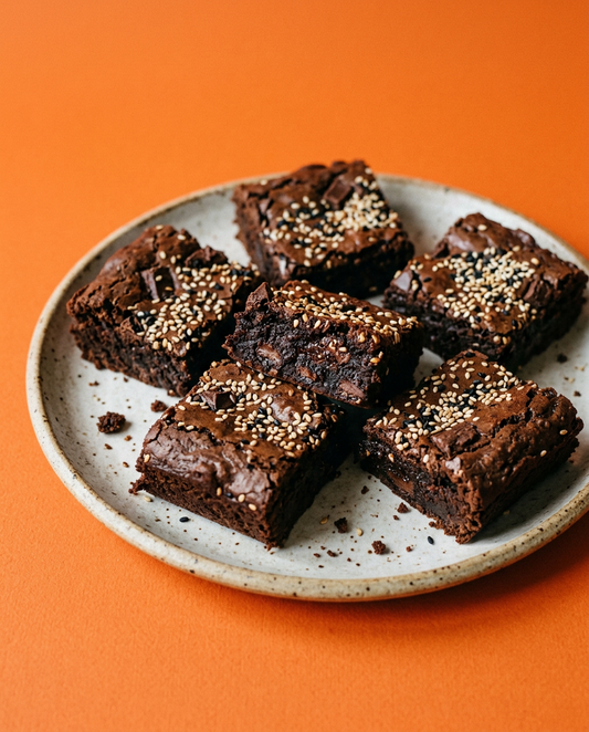 Flourless Tahini Brownies with Sesame Seeds