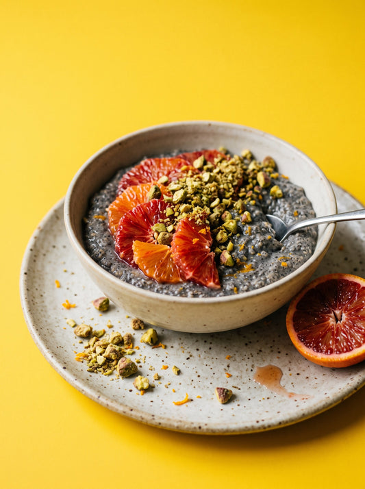Blood Orange Black Tahini Sprouted Porridge