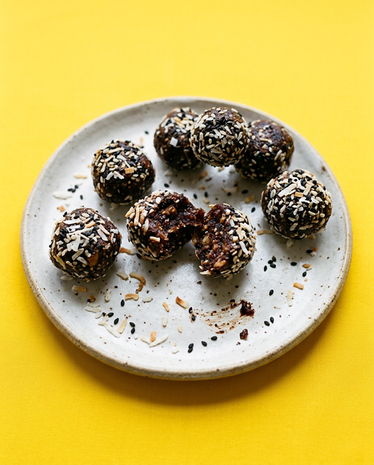 Black Tahini and Coconut Energy Bites