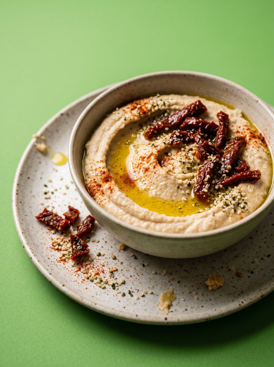 Cannellini Bean and Sun-Dried Tomato Hummus with Hemp Seed Butter