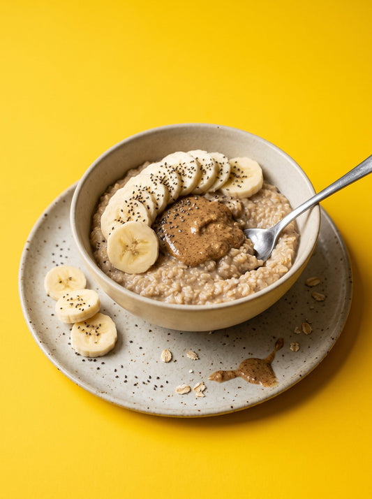 Almond Butter Banana Porridge with Chia Seeds and Sprouted Oats