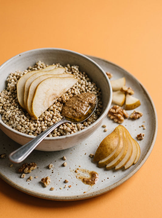 Sprouted Buckwheat, Walnut Butter and Pear Bowl