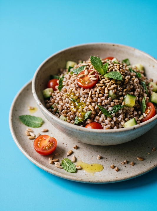 Chia Seed Oil and Sprouted Buckwheat Salad