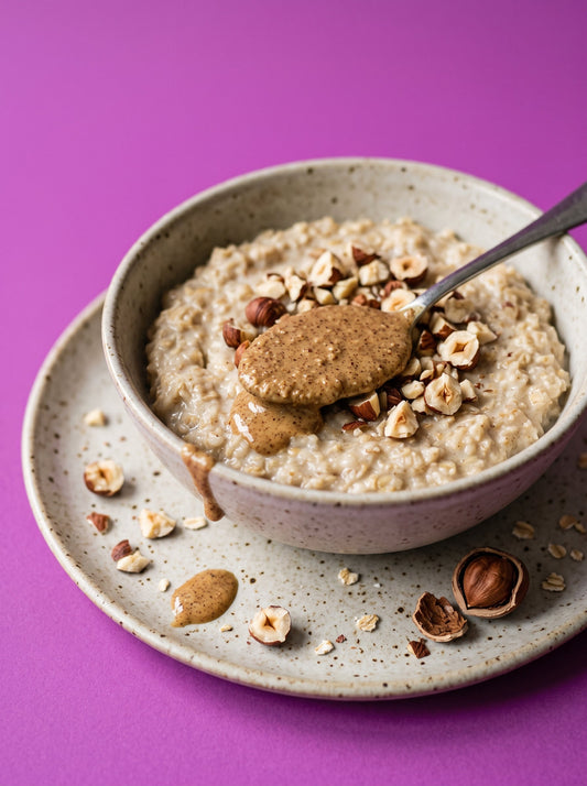 Creamy Sprouted Oats with Toasted Crunchy Hazelnut Butter