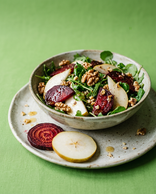 Beetroot, Pear and Walnut Salad with Walnut Oil Dressing