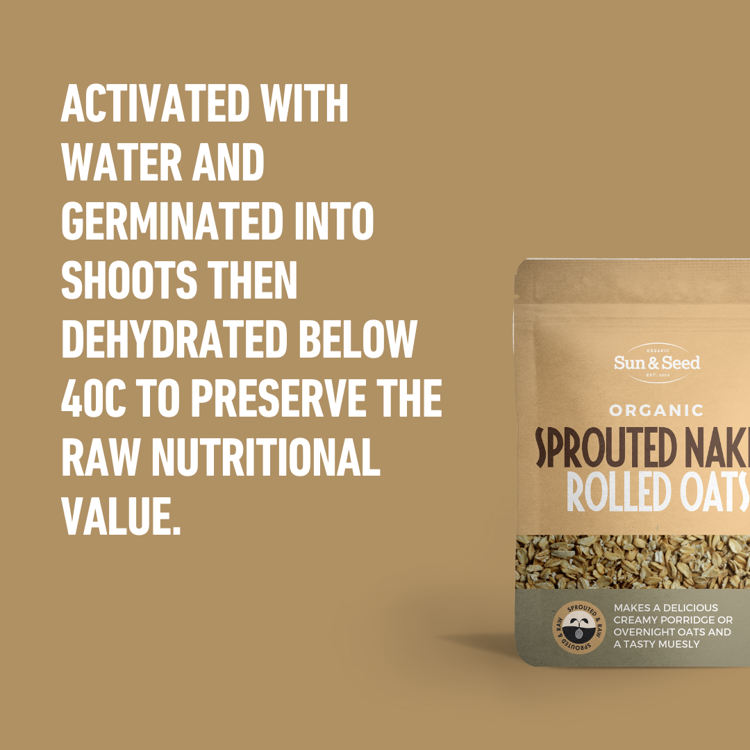 Sprouted & Raw Organic Rolled Naked Oats 250g