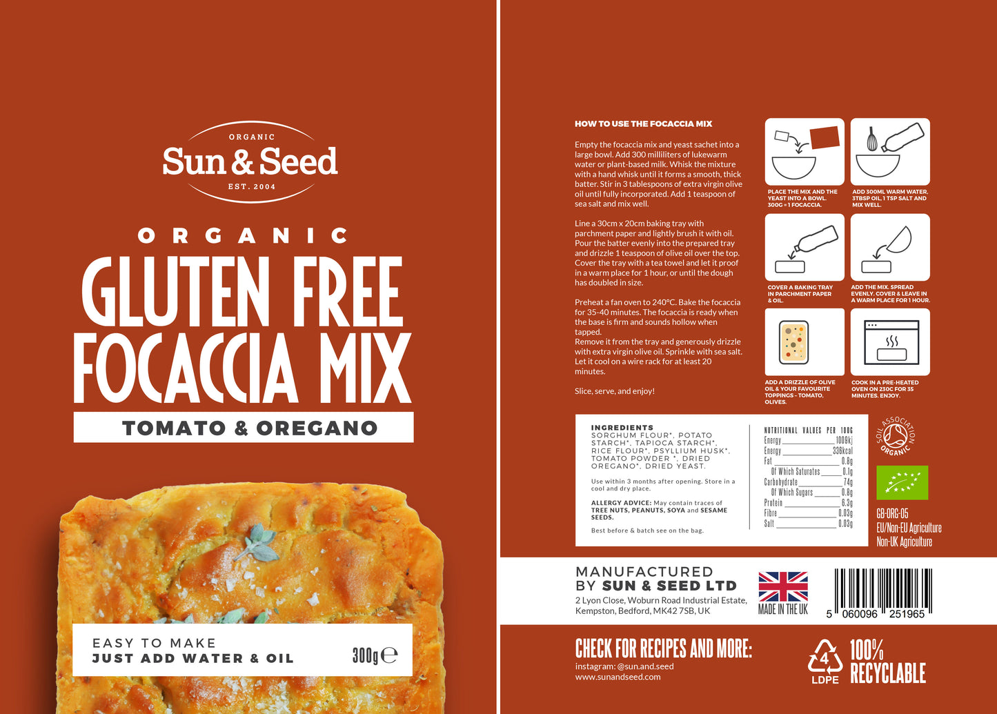 Gluten Free Focaccia Mix - Tomato & Oregano